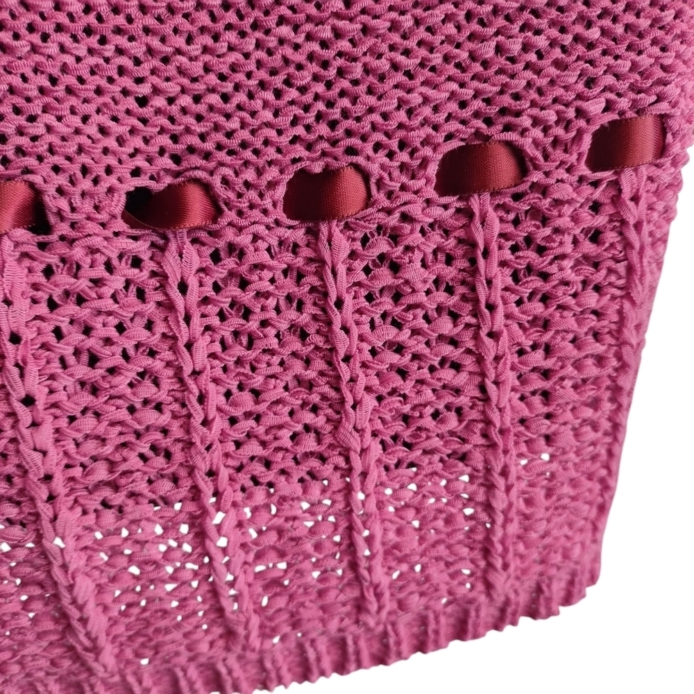 Carducci Top Womens Pink Ribbon knit Shortsleeve Crewneck Sweater Size XL - Picture 6 of 10